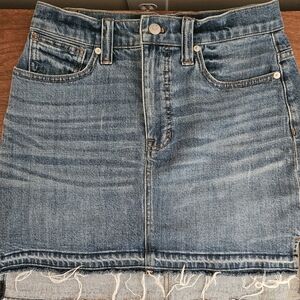 Madewell Distressed Raw Step Hem Jean Mini Skirt Women’s 25 Blue Grunge Western